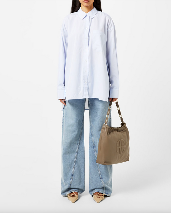 ANINE BING Chrissy Shirt - Blue White Stripe SzXS