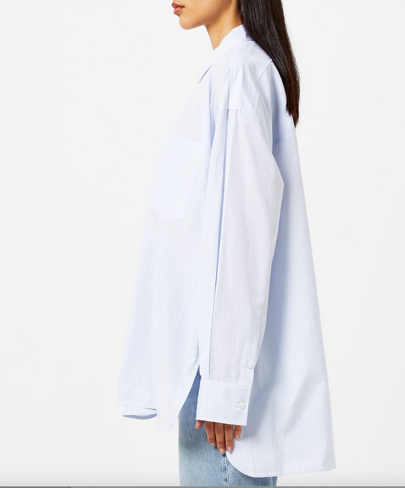 ANINE BING Chrissy Shirt - Blue White Stripe SzXS