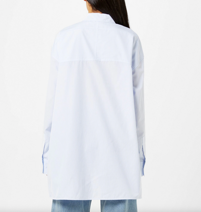 ANINE BING Chrissy Shirt - Blue White Stripe SzXS