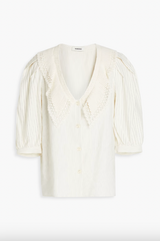 SANDRO Clarion Striped Shirt - Ecru Sz3 NZ12