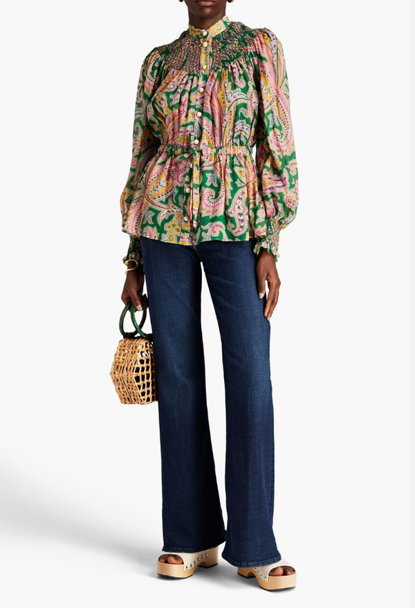 ZIMMERMANN Teddy Smocked Blouse Sz4 NZ 16