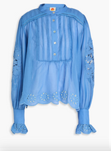 FARM RIO Long Sleeve Organic Cotton Blouse - Sky Blue SzS