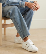VALENTINO GARAVINI Rockstud Leather Trainers - White & Gold EU40.5