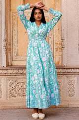 ASPIGA Billie Organic Cotton Print Dress - Lotus Green SzXL