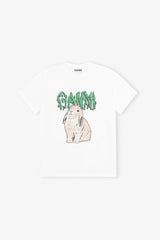 GANNI Graphic Bunny T-shirt - Bright White SzXS