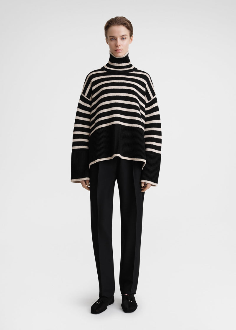 TOTEME Signature Stripe Turtleneck - Black SzXS