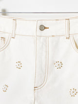 OLIVER BONAS Beaded Flower Denim Shorts - Ecru Sz10