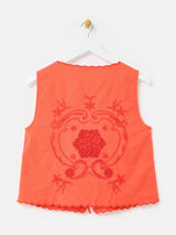 OLIVER BONAS  Tie Front Waistcoat - Orange Sz10