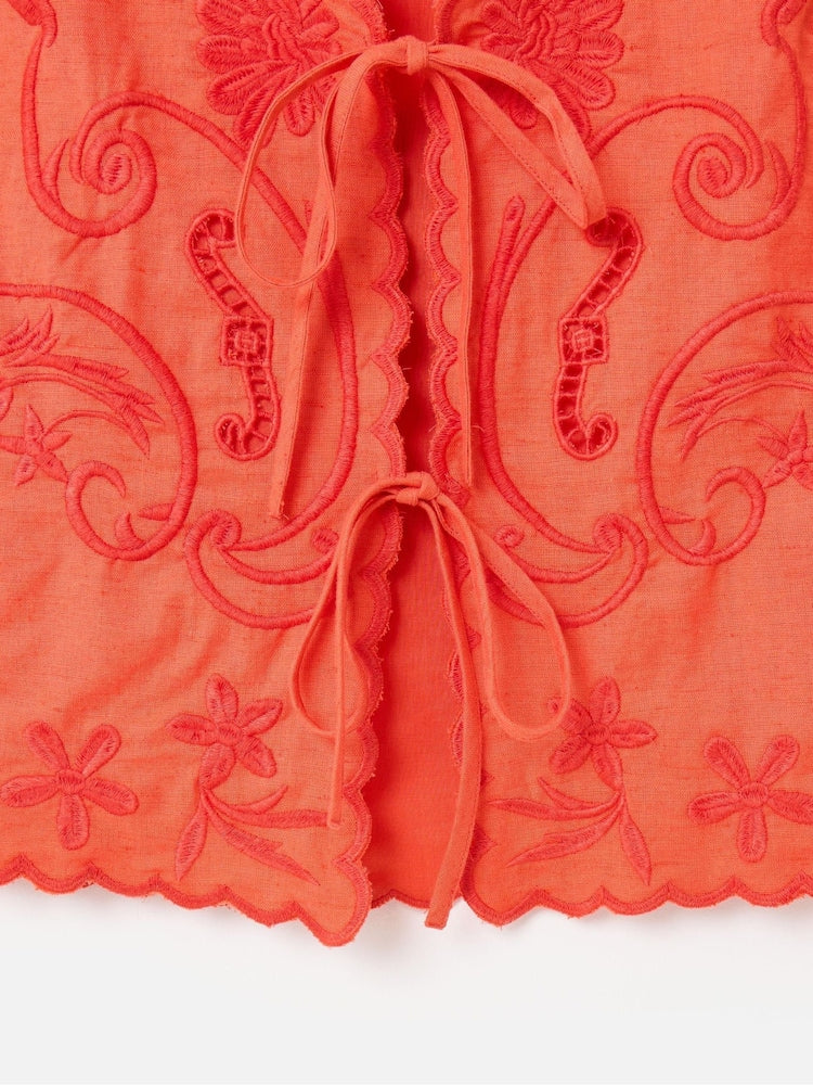 OLIVER BONAS  Tie Front Waistcoat - Orange Sz10