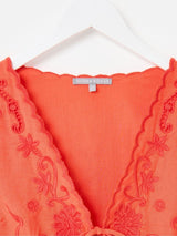 OLIVER BONAS  Tie Front Waistcoat - Orange Sz10
