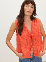 OLIVER BONAS  Tie Front Waistcoat - Orange Sz10
