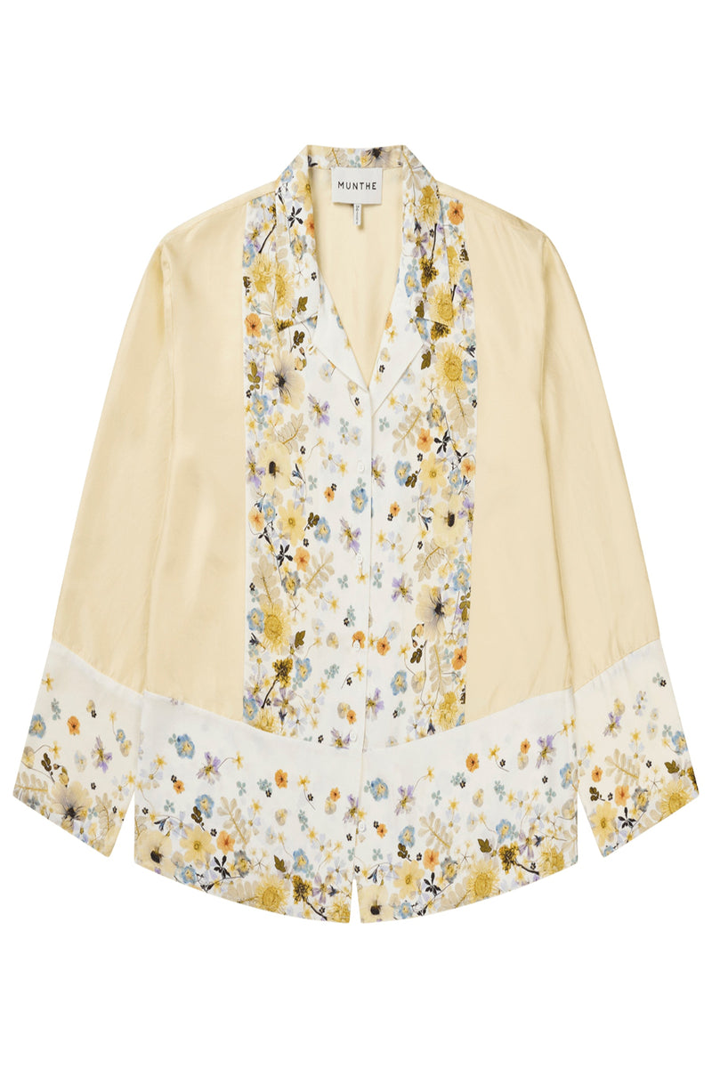 MUNTHE Faiza Silk Shirt - Cream Floral Sz40 NZ12