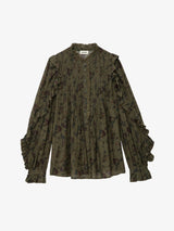 ZADIG & VOLTAIRE Timmy Ruffle Blouse - Khaki SzM