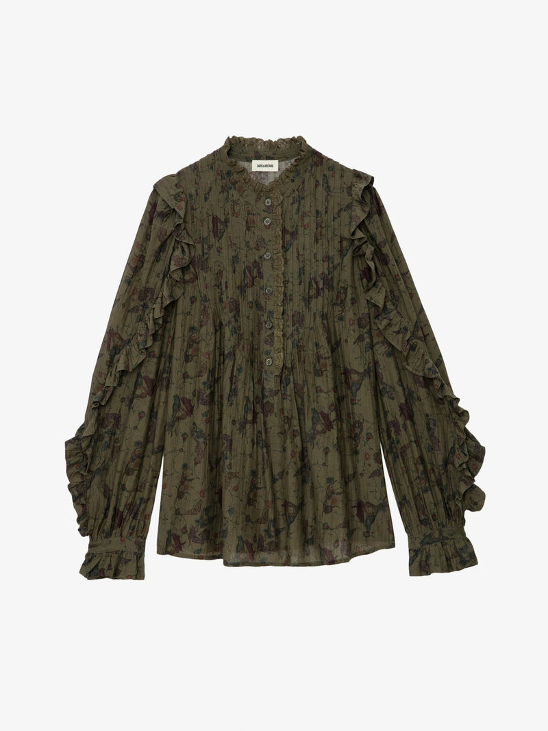 ZADIG & VOLTAIRE Timmy Ruffle Blouse - Khaki SzM