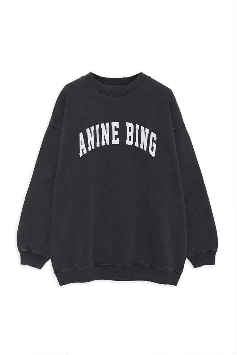 ANINE BING Tyler Sweatshirt - Washed Black SzXS