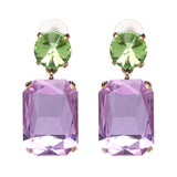 Crystal Drop Earrings - Lilac & Green