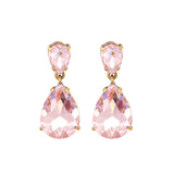 Crystal Drop Earrings - Pink