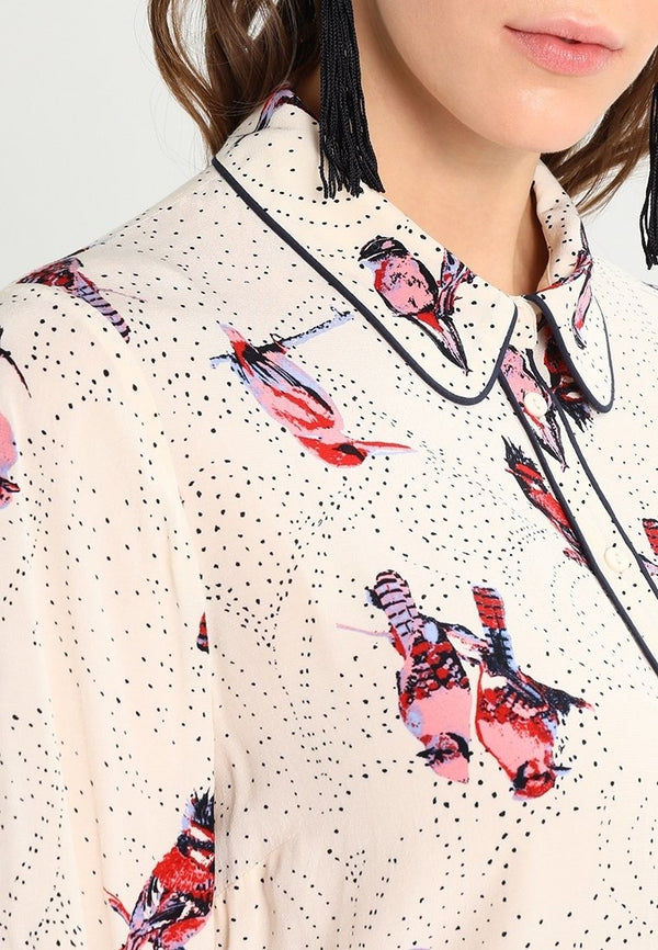 SECOND FEMALE Bird Print Shirt - Cream SzS