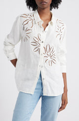 RAILS Samar Floral Embroidery Shirt - White SzXS
