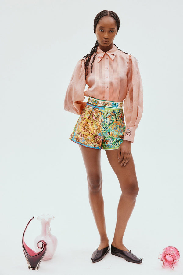 ALEMAIS Zelda Silk Embellished Blouse - Pink Sz8