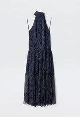 RIXO Abi Dress - Navy Mini Polka Dot SzS