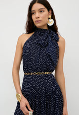 RIXO Abi Dress - Navy Mini Polka Dot SzS