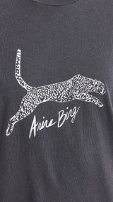 ANINE BING Walker Tee Spotted Leopard - Washed Black SzXS