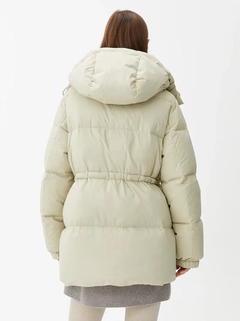 ARKET Re-Down Waisted Down Puffer Coat - Light Beige szM