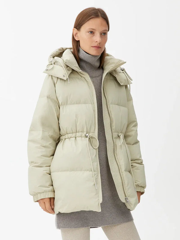 ARKET Re-Down Waisted Down Puffer Coat - Light Beige szM