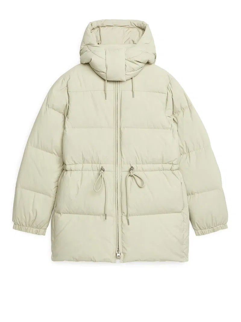 ARKET Re-Down Waisted Down Puffer Coat - Light Beige szM
