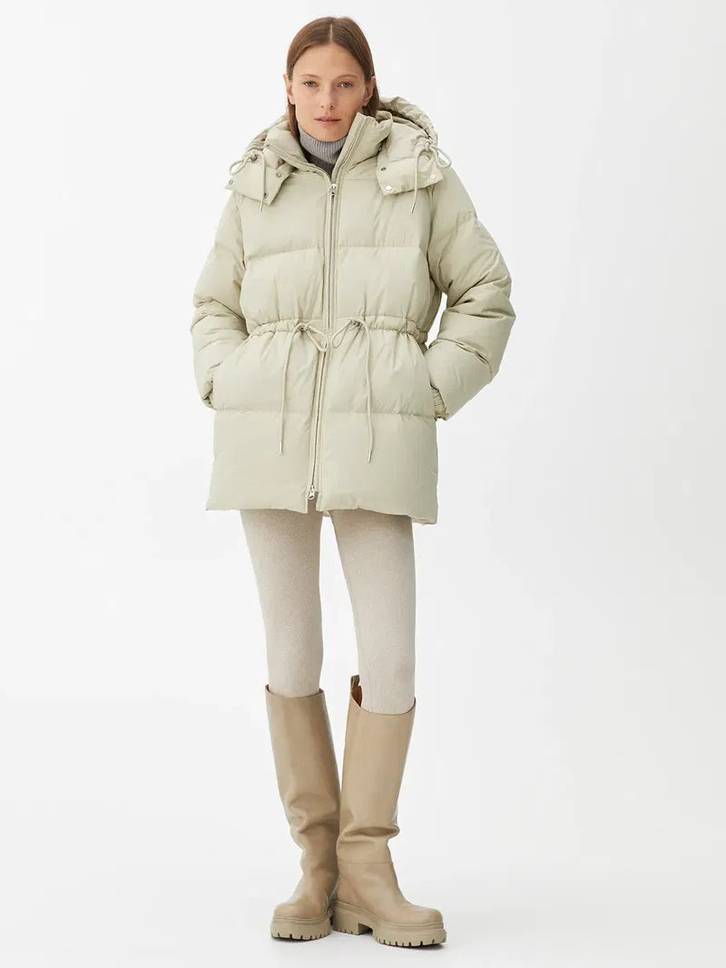 ARKET Re-Down Waisted Down Puffer Coat - Light Beige szM