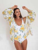 CAITLIN CRISP Beach Shirt - Liberty Floral Yellow Sz12