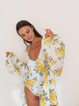 CAITLIN CRISP Beach Shirt - Liberty Floral Yellow Sz12