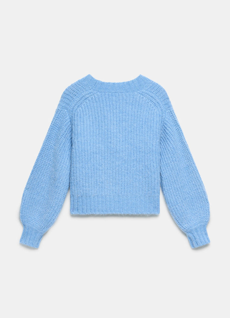 MINT VELVET Wool Blend Balloon Sleeve Cardigan - Blue SzL