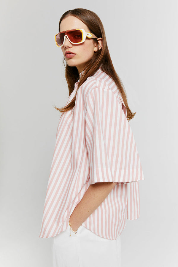 KAREN WALKER Boaters Shirt - Pink Stripe Sz14