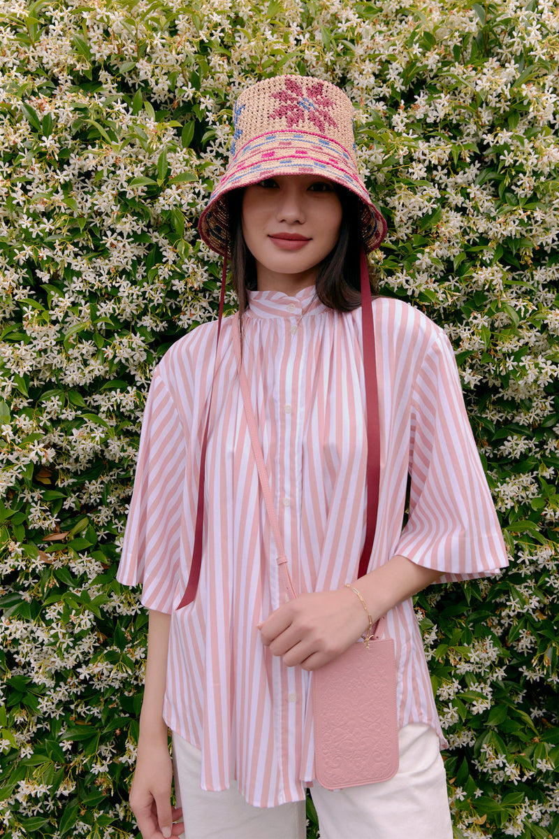 KAREN WALKER Boaters Shirt - Pink Stripe Sz14