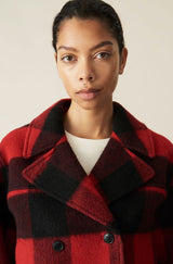 GANNI Check Wool Mix Midi Jacket - Red & Black Sz38 NZM