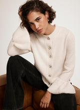 MINT VELVET Fluted Sleeve Cardigan - Cream
