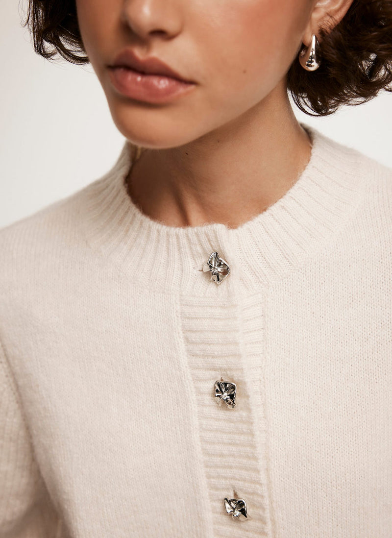 MINT VELVET Fluted Sleeve Cardigan - Cream
