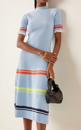 VICTORIA BECKHAM Ruffle Hem Knit Dress - Blue SzM