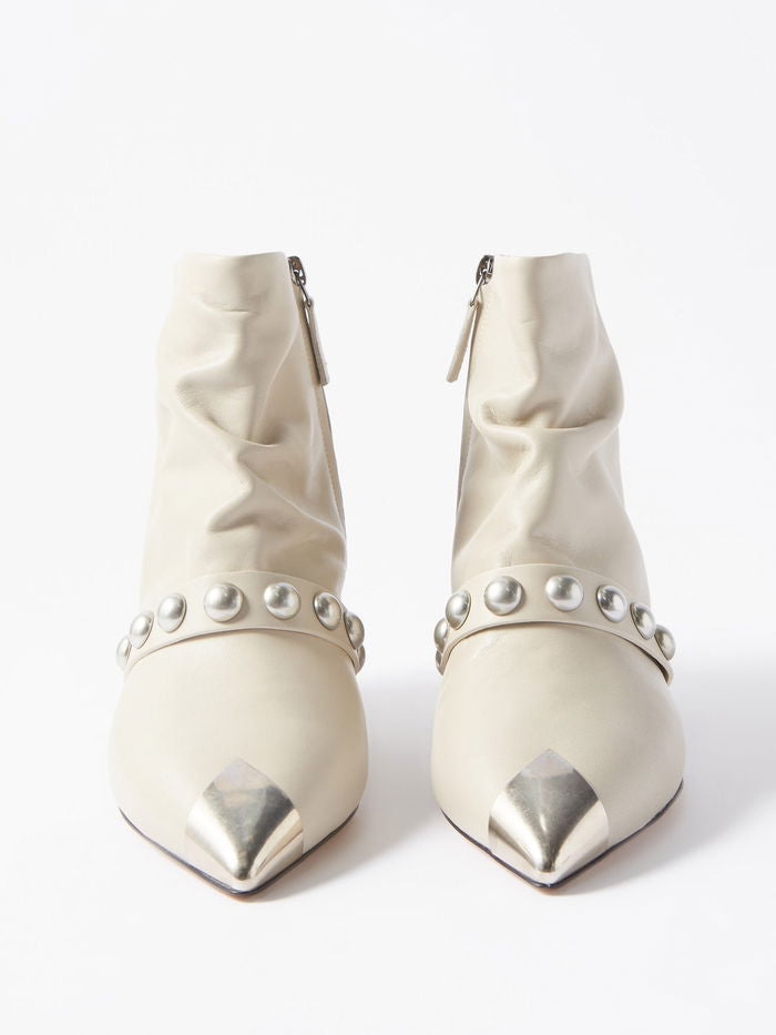 ISABEL MARANT Donatee Leather Ankle Boots - Ecru EU39