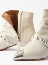 ISABEL MARANT Donatee Leather Ankle Boots - Ecru EU39