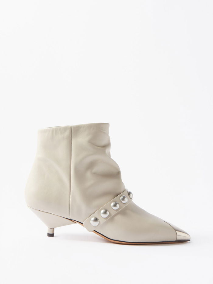 ISABEL MARANT Donatee Leather Ankle Boots - Ecru EU39