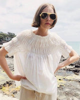 KAREN WALKER Shirred Organic Cotton Top Sz8 - White