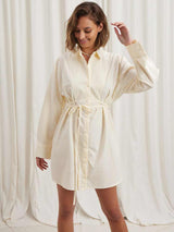 CAITLIN CRISP Cruise Shirt Dress - Yellow Sz6