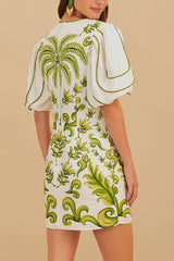 FARM RIO Milani V Neck Mini Dress - Off-White SzS