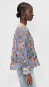 FARM RIO Superbloom Tapestry Blouse - Blue