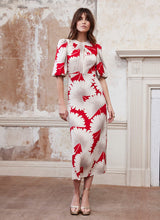 MINT VELVET Floral Print Midi Dress - Red Sz8