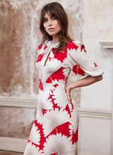 MINT VELVET Floral Print Midi Dress - Red Sz8