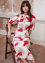 MINT VELVET Floral Print Midi Dress - Red Sz8